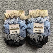 Scunci Scrunchies All Hair All Day Comfy Hold 6 Pc Lot 2 Blue Gray Fabric