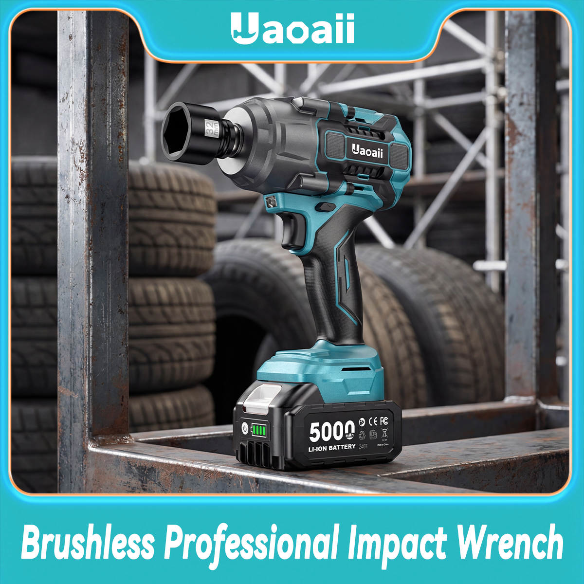1300NM Torque 1/2in Impact Wrench Electric Cordless Battery Power Impact Gun