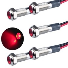 5X Red LED Pilot Indicator Light 110-220V Waterproof IP67 6mm Metal Panel Mount