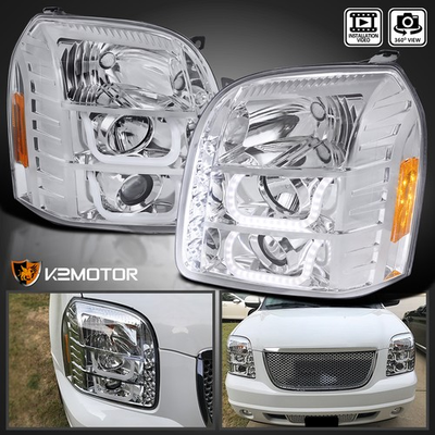 #ad Fits 2007 2014 GMC Yukon XL 1500 LED Strip Projector Headlights Lamps LR 07 14 $236.38