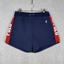 Polo Ralph Lauren Sweat Shorts Men s M Blue Red Striped White Pony Lounge 5"