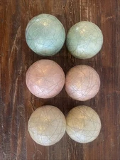 Set Of 6 RARE PIER 1 capiz shell Decorative balls With Gold Wire