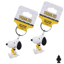 Pair of Snoopy & Woodstock 3D Peanuts Keychains w Little Tree Air Freshener Set
