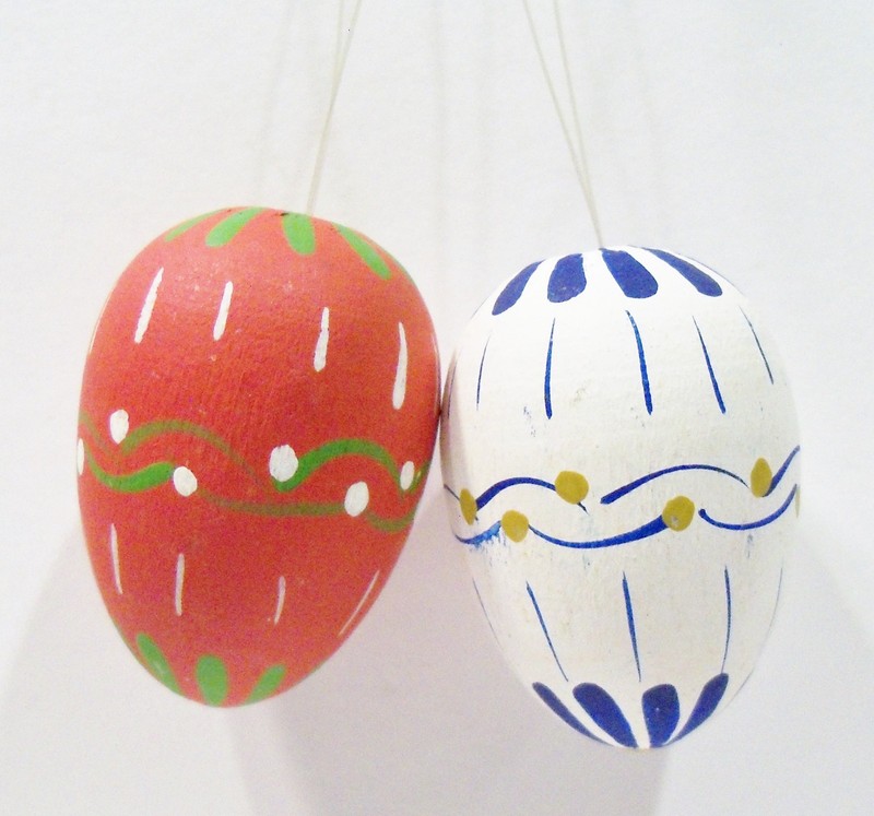 Easter Eggs Mogens Eigenbrod Bogense Denmark Hand Painted Wooden Wood Ornaments