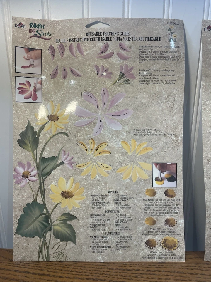 Plaid Folk Art One Stroke Victorian ROSE Flower & Leaves Reusable Painting & VHS - Image 2 of 4