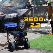 Heavy Duty Gas Pressure Washer 3600PSI, 2.3GPM High Power Washer 212cc 5 Nozzles