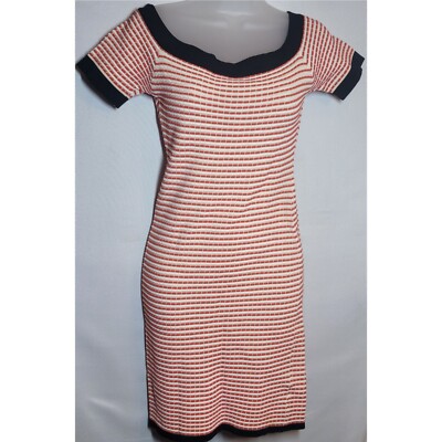 English Factory Mini Knit Dress Size Small Red White Woven Short Sleeve  Bodycon | eBay