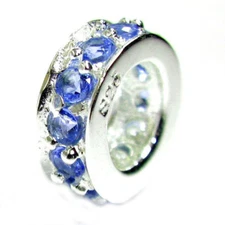 Sterling Silver Rondelle CZ Crystal Birthstone Bead for European Charm Bracelet