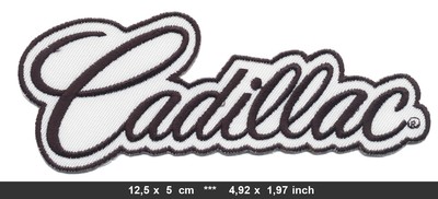 VINTAGE CADILLAC YELLOW & RED Embroidered 2 x 5-3/8 Iron On Patch VINTAGE CADILLAC YELLOW & RED Embroidered 2 x 5-3/8 Iron On Patch