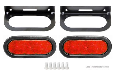 Trailer Brake Lights 2) Red 6" Oval 10 LED Trailer Stop/Turn/Tail Light Mounting 4 In Round Led Trailer Lights - Foto 4