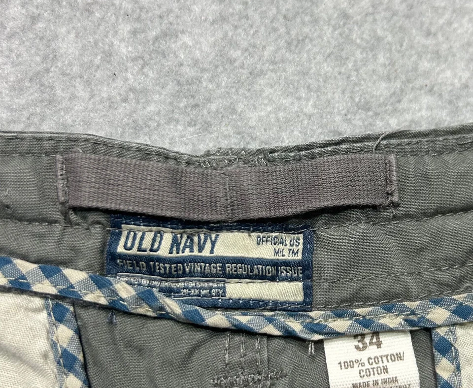 Shorts de carga vintage antigo marinho masculino 34 cinza chino militar caminhada ao ar livre Y2K - Imagem 4 de 4