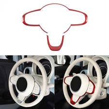 Kit de molduras de cuadro de volante de fibra de carbono rojo accesorios para Fiat 500 2016+