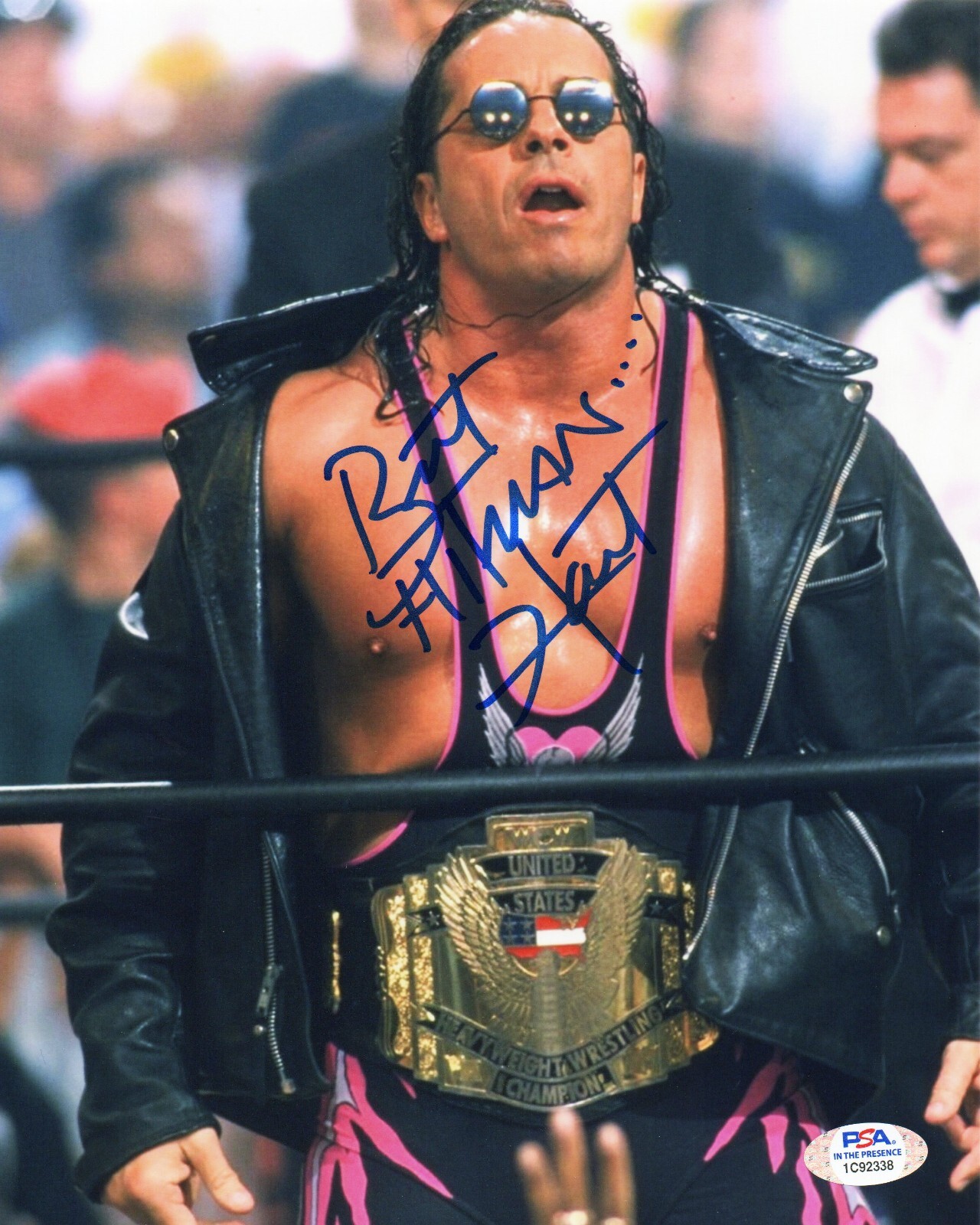BRET HART WWE WCW HITMAN SIGNED AUTOGRAPH 8X10 PHOTO w/ PSA/DNA COA