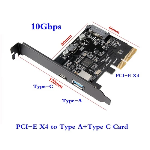 PCI-E PCI-E X4 PCI Express to USB 3.1 Gen 2 Type A+Type C Expansion Card 10 Gbps