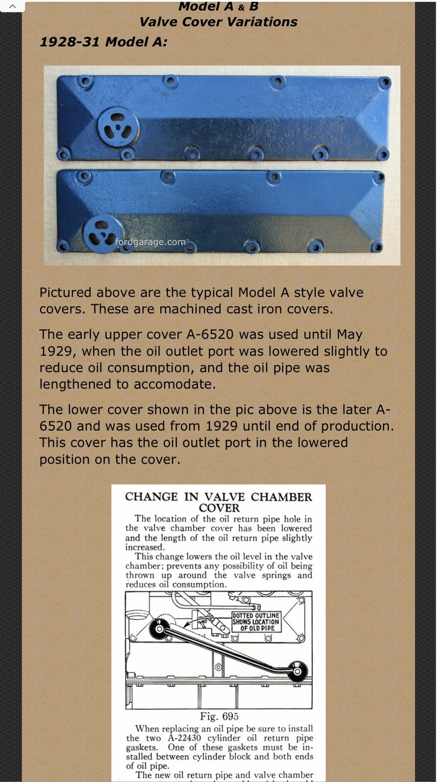 Ford Model A Valve Cover Upper Oil Port 1928May 1929 Side A6520 Early eBay