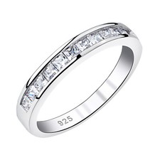Stackable Eternity Wedding Anniversary Bands for Engagement Ring Sterling Silver