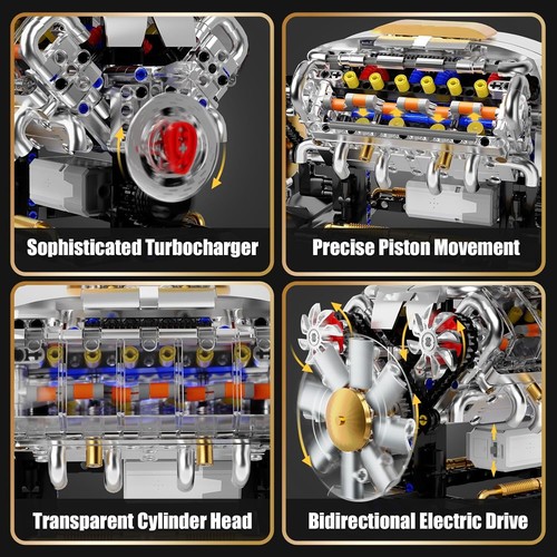 Ideas V8 Engine Building Kit for Adults, Build Your Own MOC Mini V8 Engine Model - Picture 5 of 7