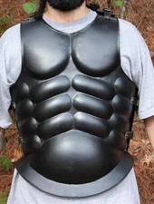 Spartan Roman Black Steel Muscle Breastplate Armor LARP Costume Chest Plate