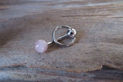 Rose Quartz Stone Slave Knocker 316L Surgical Steel  Belly Ring VCH
