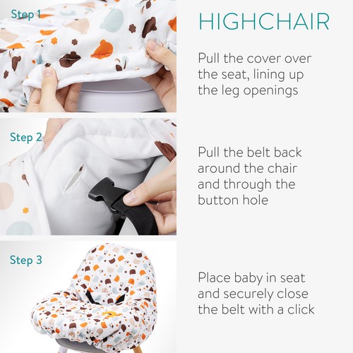 Funda carro compra 2en1 para trona y asiento de carrito más higiene y confort - Imagen 5 de 8
