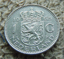 Münzen, eine Münze über 1 GULDEN! NIEDERLANDE!! 1968 Jahr! FISCH!