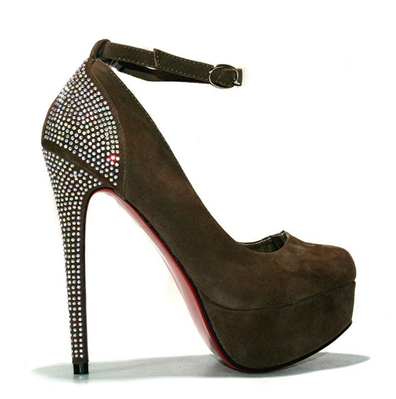 Scarpe donna Decollet� camoscio tacco alto zeppe con plateau alte con  strass new | eBay