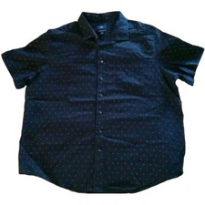 George Shirt Men Classic Fit Navy Blue White Dots Short Sleeve Button