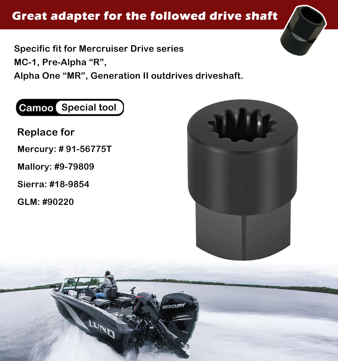 13-Spline Drive Shaft Adapter for Mercury Mercruiser 91-56775T