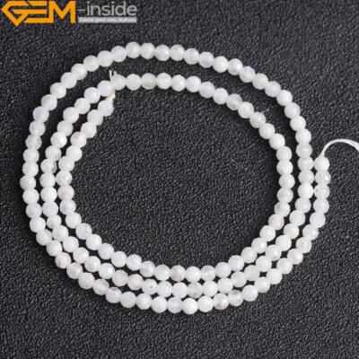 AAA Grade Genuine Natural Blue Rainbow Moonstone Gemstone Beads Jewelry Making