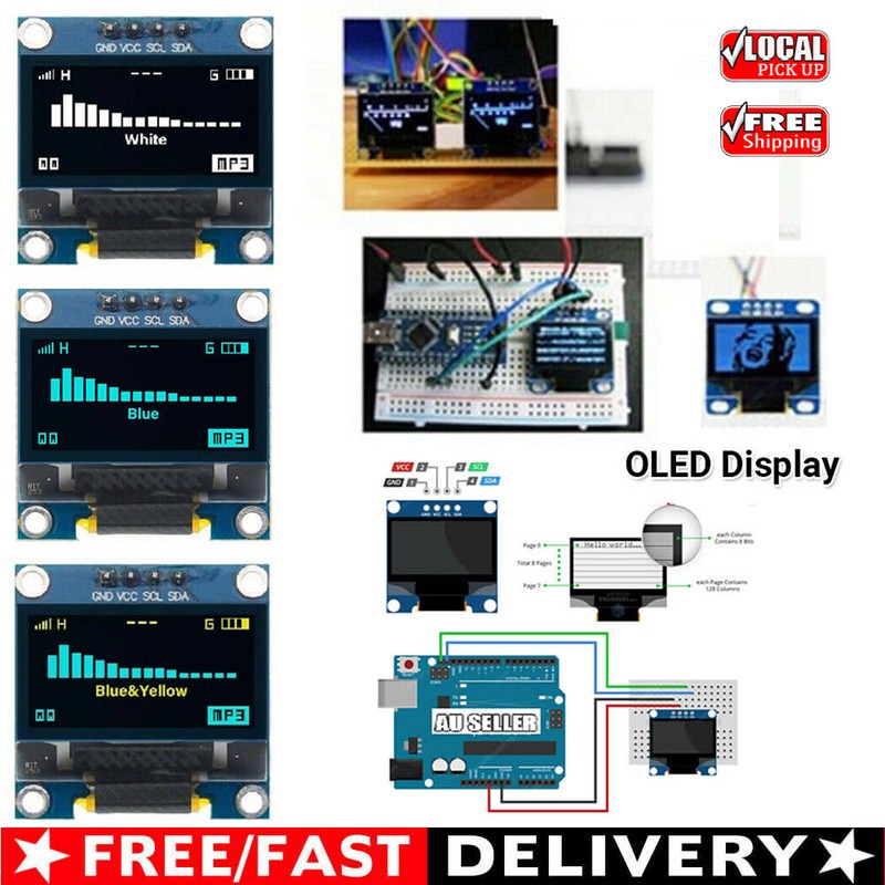OLED Display 0.96" 128x64 I2C SSD1306 for Arduino Uno Mega 2560 for Respberry PI