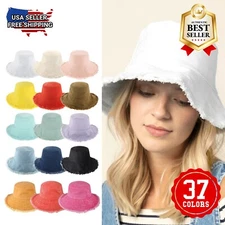 CHOK.LIDS Frayed Bucket Hats for Women Men Unisex Trendy Washed Cotton Floppy