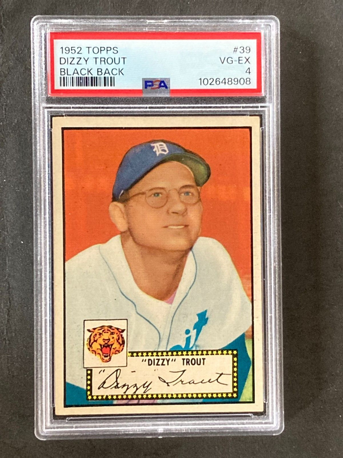 1952 Topps #39 Dizzy Trout Black Back Set Break PSA 4