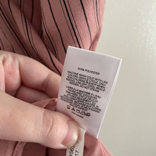 Express Women S Pink Rose Gold Striped Satin Lightweight V-Neck Camisole Top - Picture 6 of 7