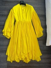 Authentic  5950 BALENCIAGA Runway Pleated Crepe Yellow Dress Gown 40