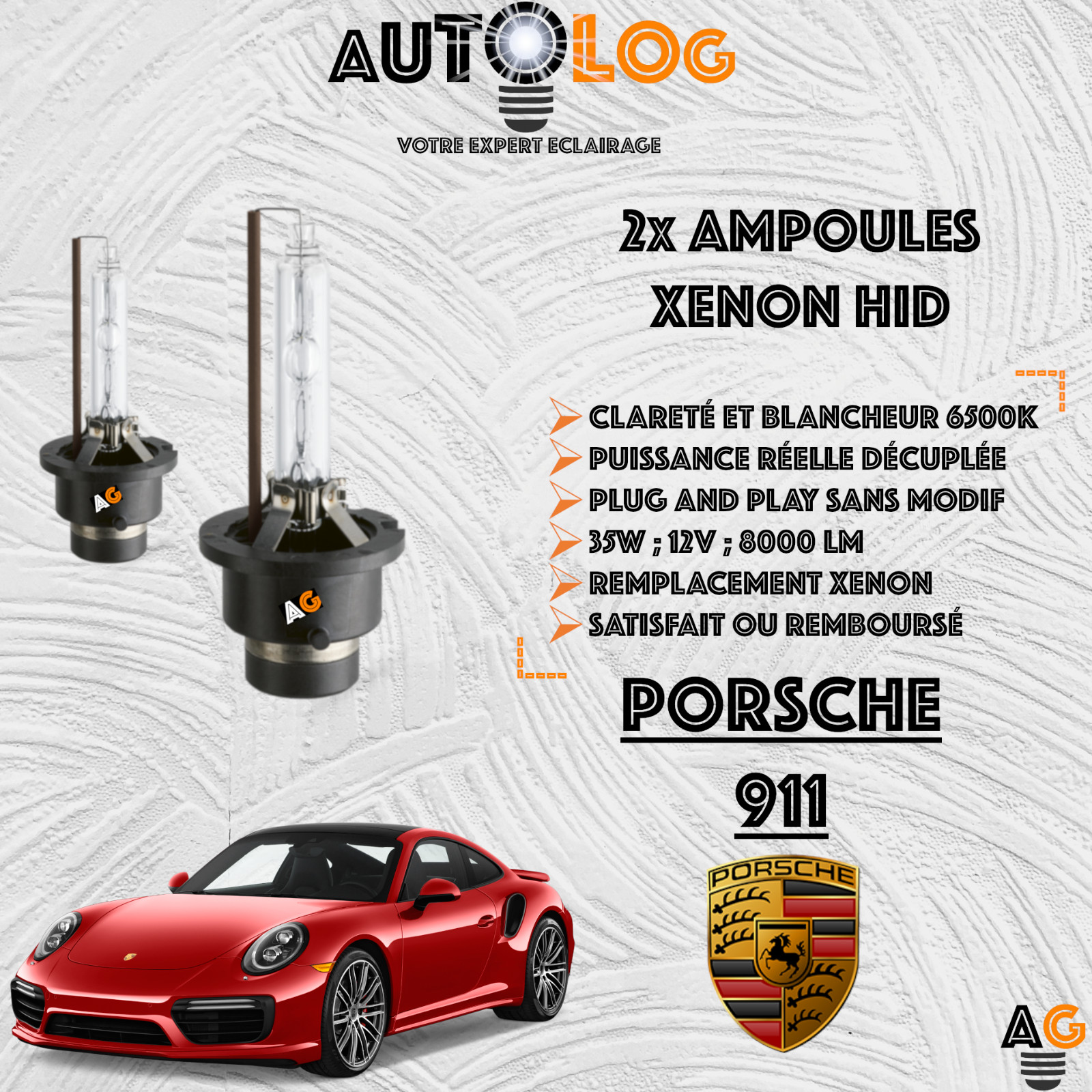 Kit ampoule xénon HID Porsche 911 997 pour phares d'origine 35W