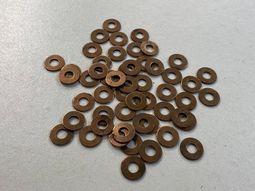 3/16" Coppered Steel Washers Pack of 50 Internal 5.4mm Overall 12.6mm Thick 1mm - Picture 6 of 24