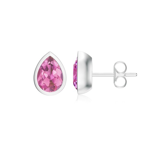 Pear Cut Natural Gemstone Stud Earring For Women Gift | Bezel Set in 14k Gold - Picture 100 of 121