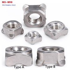 M3 M4 M5 M6 M8 M10 A2 STAINLESS STEEL SQUARE WELD NUTS DIN 928