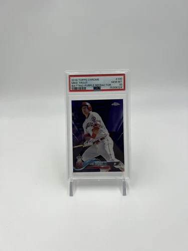 2018 Topps Chrome MIKE TROUT #100 Batting PURPLE Refractor #85/299 PSA 10