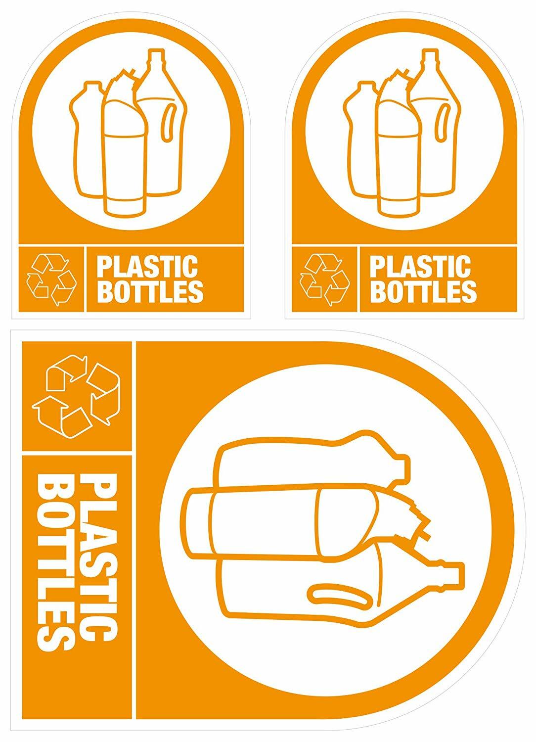 Self Adhesive Bin It Weatherproof Recycling 'Plastic Bottles' Sticker In/Outdoor