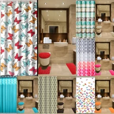 NEW SUPER SOFT MEMORY FOAM COMPLETE BATHROOM BATH MATS SHOWER CURTAINSET 16PC 