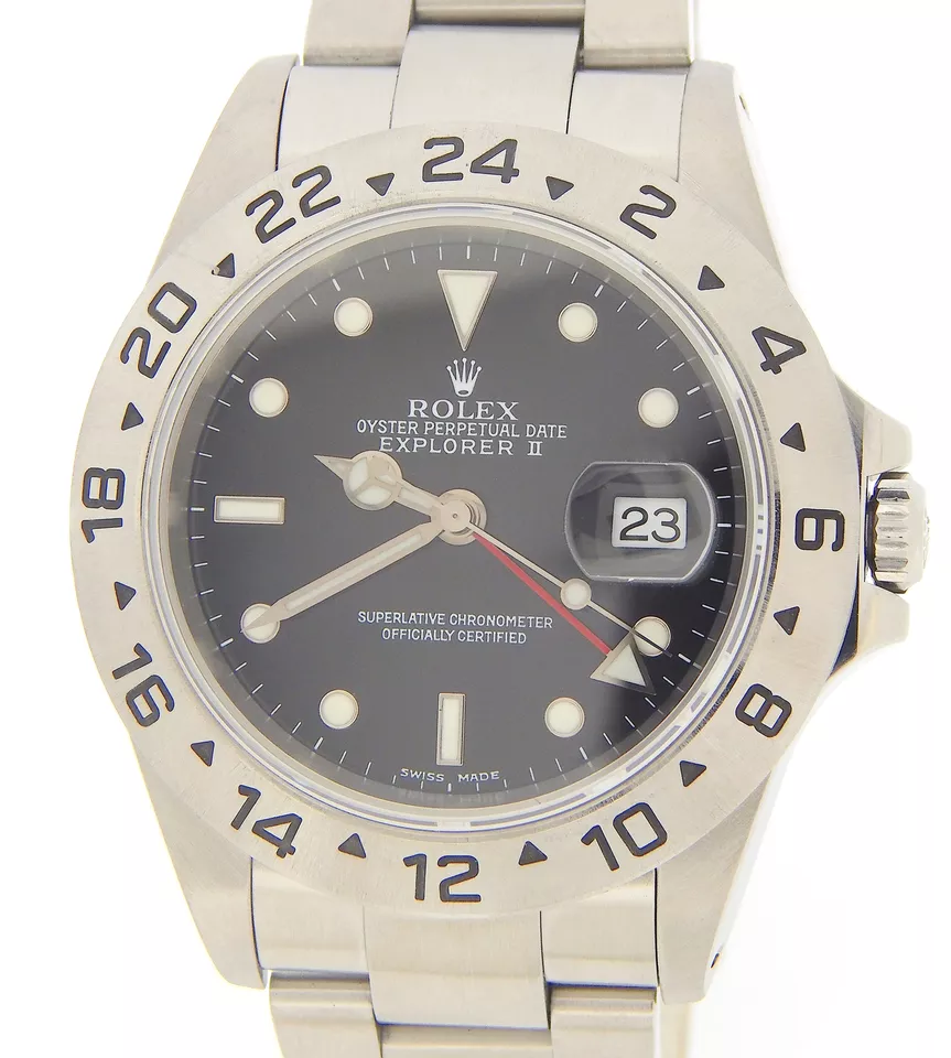 Rolex Explorer II fecha reloj de acero inoxidable para hombre con esfera negra 40 mm 16570