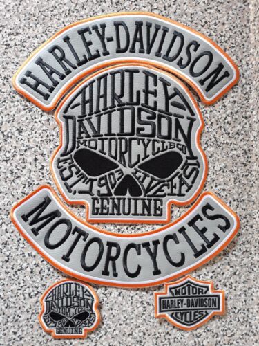 HARLEY DAVIDSON PATCHES 5 PIECE EMBROIDERED PATCHES FOR LADIES SKULL STYLE  - Picture 1 of 23