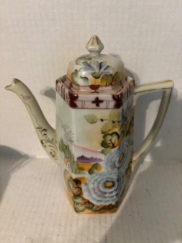 VINTAGE 11 PC. NIPPON E-OH CHINA HAND PAINTED CHOCOLATE POT SET - Bild 8 von 12