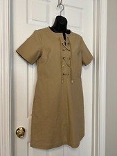 Michael Kors Khaki Short Sleeve Stretch Tie Front Dress Sz 6 NWOT