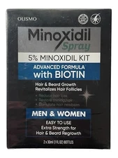Olismo 5% Minoxidil With Biotin Growth Spray Kit - 2 x 1 fl oz bottles -Ex 03/27