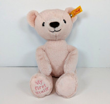 My First Steiff Pink Bear 242137 Brown Nose Sewn Eyes 10" Beanbag Ear Tag