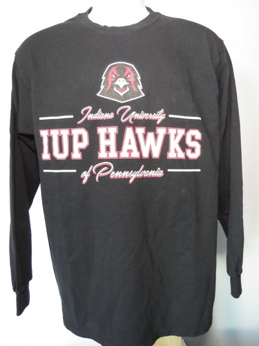 INDIANA UNIVERSITY PENNSYLVANIA BLACK HAWKS LONG SLEEVE BLACK TEE SHIRT IUP - Picture 7 of 7