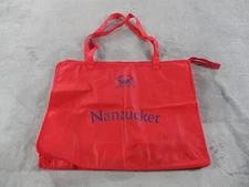 Nantucket ACK PAK Large Red Zip Tote Blue Crab Logo Reusable Shopping Bag GUC