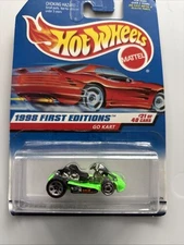 1998 Hot Wheels #651 First Editions 21/40 GO KART Green w/Chrome 5 Sp-Front MW 